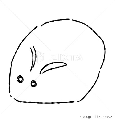 線画のうさぎの餅、手描きイラスト 116287592