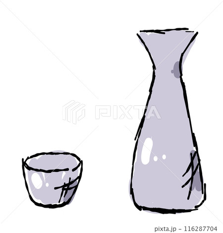 おちょこととっくりのお月見手描きイラスト 116287704