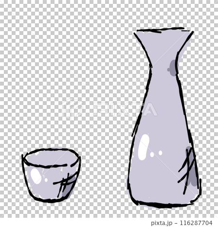 おちょこととっくりのお月見手描きイラスト 116287704