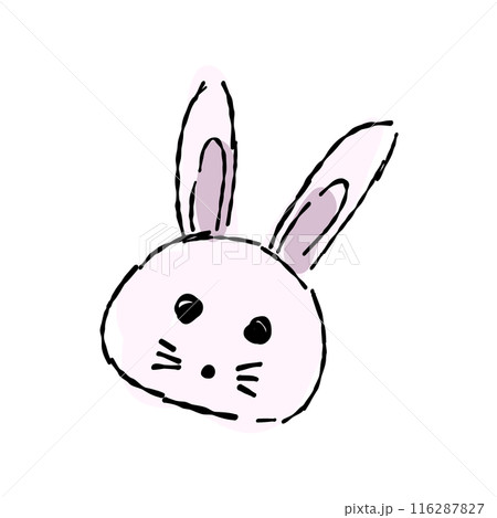 うさぎの顔の手描きイラスト うさぎの顔の手描きイラスト 116287827