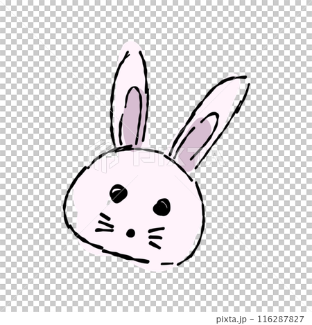 うさぎの顔の手描きイラスト うさぎの顔の手描きイラスト 116287827