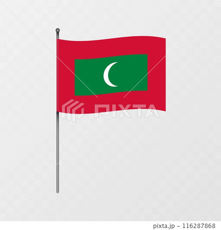 Maldives flag on flagpole. Vector illustration. 116287868