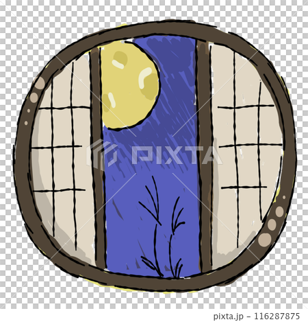 Moonlit night sky through the window, hand drawn illustration Moonlit night sky through the window, hand drawn illustration 116287875