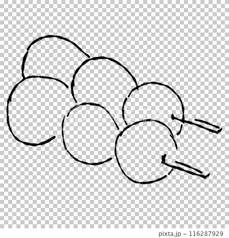 Hand-drawn line drawing illustration of two dumplings watching the moon Hand-drawn line drawing illustration of two dumplings watching the moon 116287929
