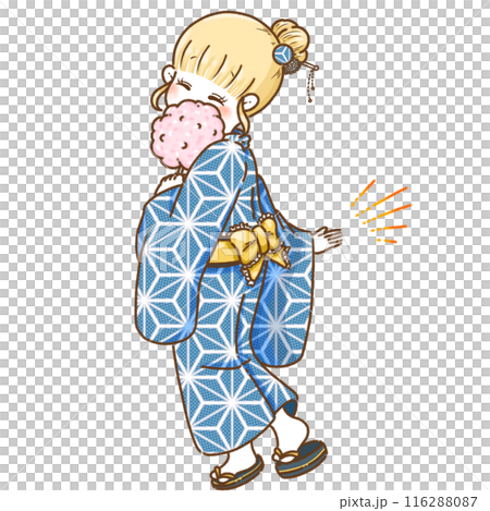 浴衣を着てわたあめを持つ女の子 116288087