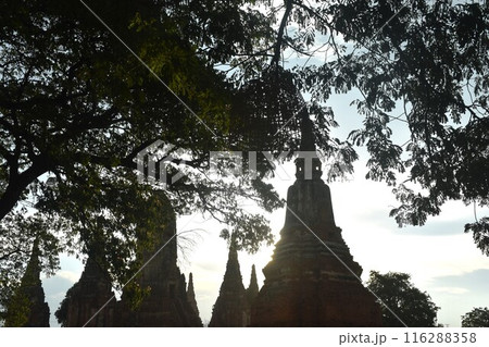 Wat Chaiwatthanaram ancient temple in city of Ayutthaya historical park travel location in Thailand on evening Wat Chaiwatthanaram ancient temple in city of Ayutthaya historical park travel location in Thailand on evening 116288358