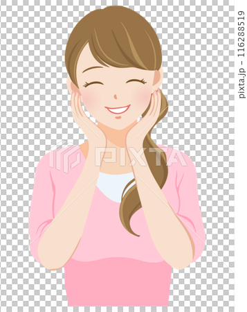 一個年輕的女人滿意的笑容 一個年輕的女人滿意的笑容 116288519