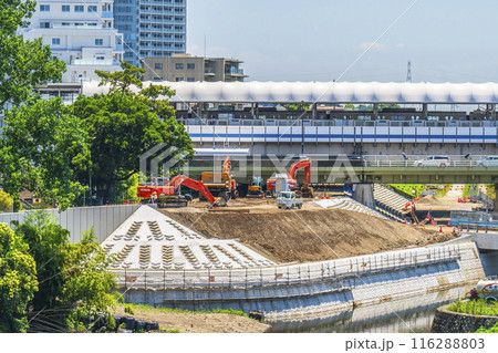 二子玉川・多摩川の堤防工事現場【東京都・世田谷区】 116288803