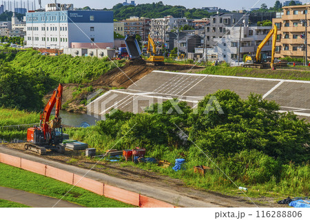 二子玉川・多摩川の堤防工事現場【東京都・世田谷区】 二子玉川・多摩川の堤防工事現場【東京都・世田谷区】 116288806