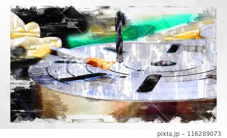 スケッチ スケッチ風 工場 手作業  組み立て 作業 雰囲気 職人 作業風景 プロフェッショナル 116289073