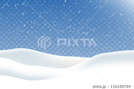 Snow realistic landscape background with snowfall and snowflakes. Vector Snow realistic landscape background with snowfall and snowflakes. Vector 116289784