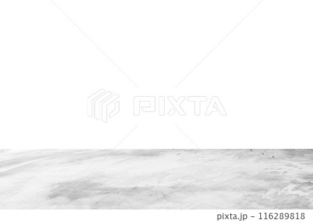 Empty gray concrete floor isolated on white background 116289818