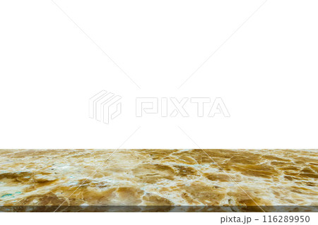 Brown marble stone table top isolated on white background for product display 116289950
