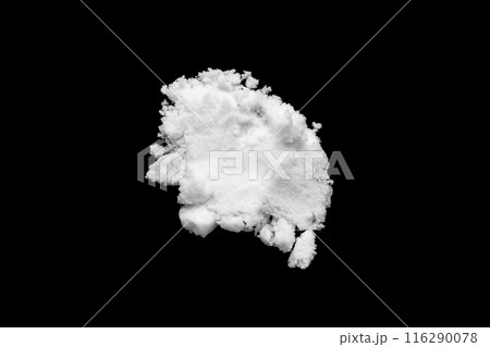 White snow isolated on black background close up 116290078