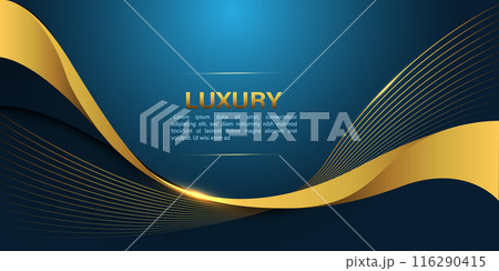 Abstract gold lines curve wavy luxury style on...のイラスト素材 [116290415 ...