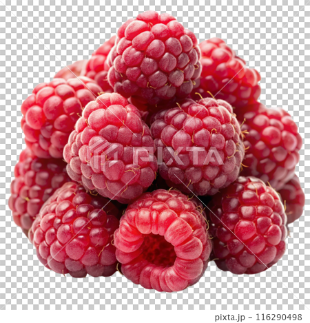 ripe raspberries isolated on white background 116290498