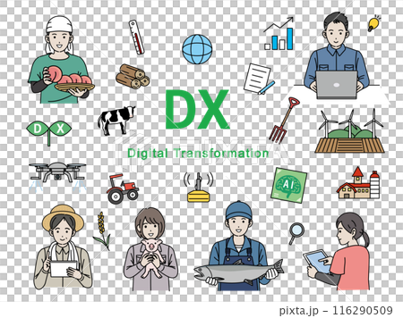 促進從事DX的第一產業插圖集 116290509
