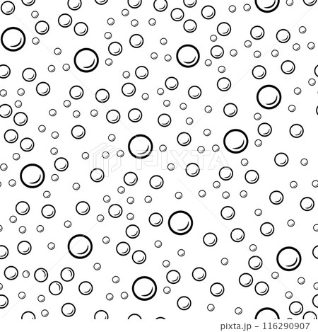 Doodle pattern soap bubbles. Linear illustration of pattern with foam elements. 116290907