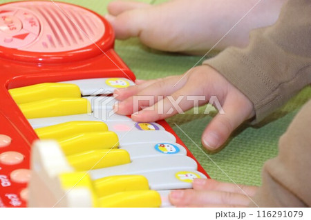ピアノのおもちゃで遊ぶ手 ピアノのおもちゃで遊ぶ手 116291079