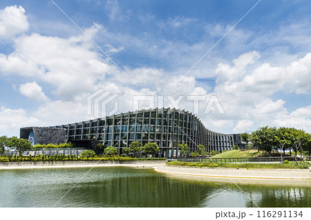 Modern building view of the Southern Branch of the National Palace Museum in Chiayi, Taiwan. Modern building view of the Southern Branch of the National Palace Museum in Chiayi, Taiwan. 116291134
