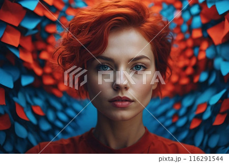 beautiful smirking attractive young woman with healthy skin looks at the camera. Natural makeup of a young beautiful model. 116291544