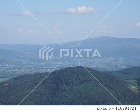 Silesian Beskids from Klimczok near European Bielsko-Biala city in Poland 116291721