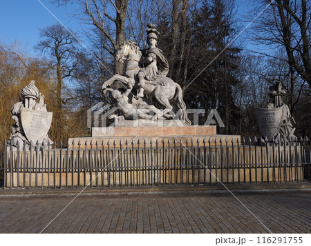 Historical sculpture at baths park in European Warsaw city of Poland Historical sculpture at baths park in European Warsaw city of Poland 116291755