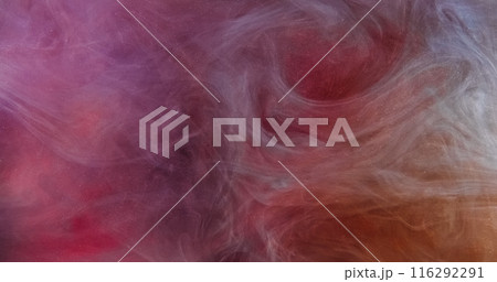 Twisted fume. Sparkling steam. Pink red black fog flies ink mix abstract vapor shiny magical hypnotic mist cloud particles art background. Twisted fume. Sparkling steam. Pink red black fog flies ink mix abstract vapor shiny magical hypnotic mist cloud particles art background. 116292291