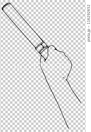 Line drawing of the right hand holding a penlight 2 Line drawing of the right hand holding a penlight 2 116292652