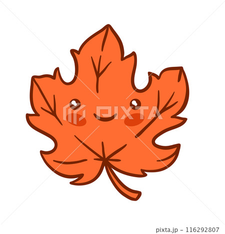 Maple leaf kawaii character. Autumn cute natural tree foliage. Maple leaf kawaii character. Autumn cute natural tree foliage. 116292807