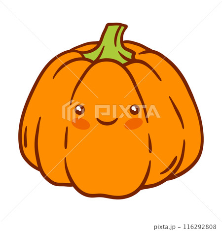 Pumpkin kawaii character. Autumn cute harvest of ripe vegetable. Pumpkin kawaii character. Autumn cute harvest of ripe vegetable. 116292808