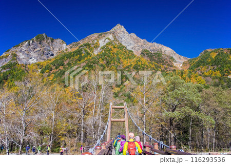 《秋の上高地》明神橋から望む明神岳 116293536