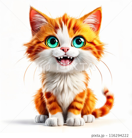 Orange and white cat with blue eyes. 116294222