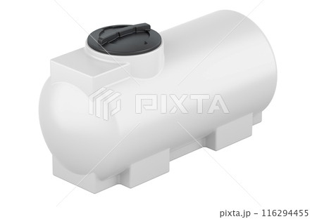 White Horizontal Plastic Water Tank, 3D rendering 116294455