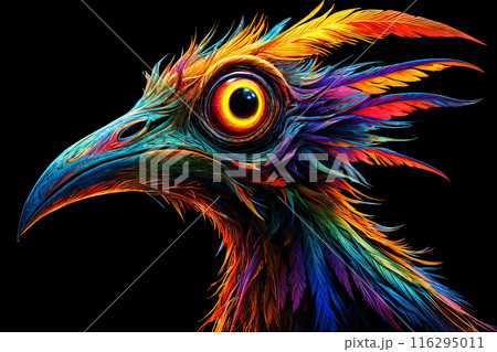 Colorful bird with large eye. 116295011