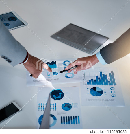 Paperwork, data analysis and hands of business people in office with planning, strategy and sales results. Charts, graphs and teamwork in conference room for growth, development or statistics at desk Paperwork, data analysis and hands of business people in office with planning, strategy and sales results. Charts, graphs and teamwork in conference room for growth, development or statistics at desk 116295083