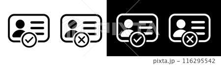 ID Card with Circle tick approved icon set.  116295542