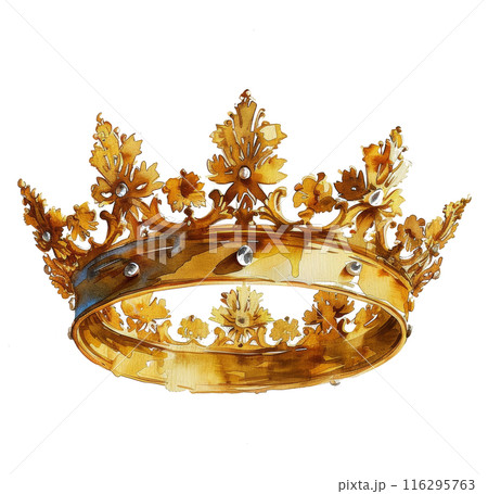 Stunning Watercolor Painting of a Golden Crown 116295763