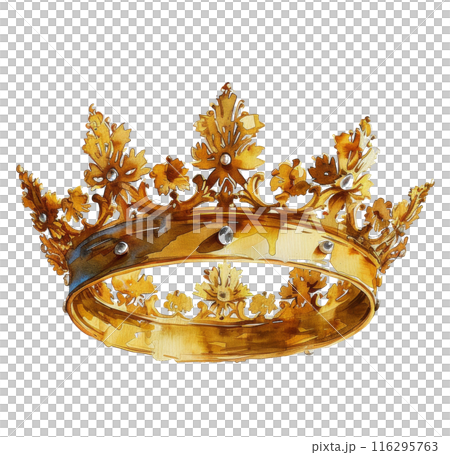 Stunning Watercolor Painting of a Golden Crown 116295763