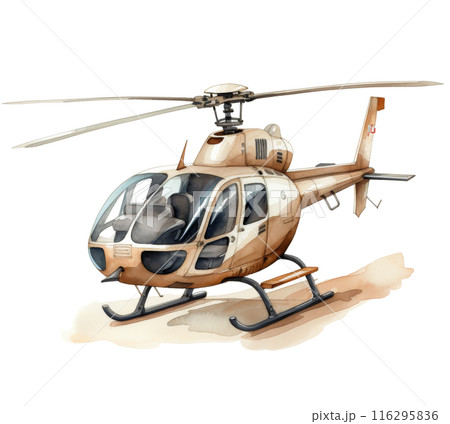 Watercolor Painting of a Helicopter on White Background Watercolor Painting of a Helicopter on White Background 116295836