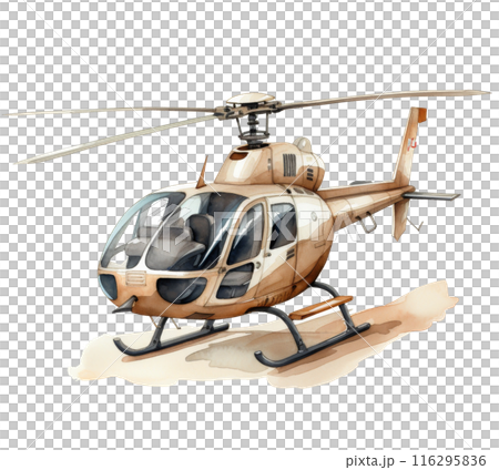 Watercolor Painting of a Helicopter on White Background Watercolor Painting of a Helicopter on White Background 116295836