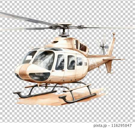 Watercolor Painting of a Helicopter on White Background 116295847