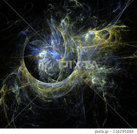 yellow blue abstract pattern on black background, wallpaper, design 116295888