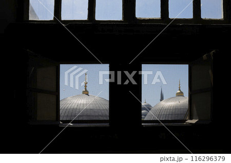 Visitors at the Hagia Sophia Grand Mosque. Formerly Hagia Sophia 116296379