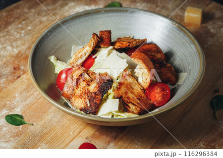 Savory Chicken Salad Delight,A delicious bowl filled with a colorful chicken 116296384