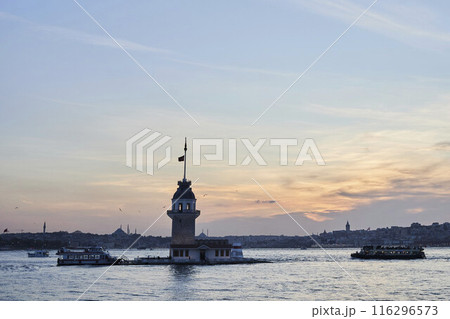 Istanbul, Turkey - April 13, 2024: Maiden's Tower in Istanbul Istanbul, Turkey - April 13, 2024: Maiden's Tower in Istanbul 116296573