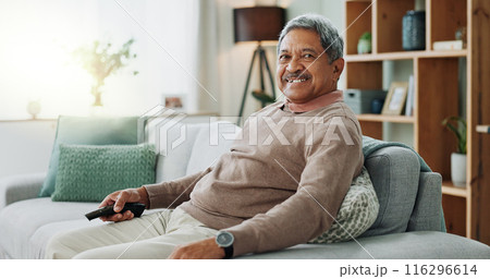 Elderly, man and portrait on home sofa, relaxing and calm pensioner in retirement house for rest on weekend break. Living room, smiling and couch or peace with senior person in lounge with confidence Elderly, man and portrait on home sofa, relaxing and calm pensioner in retirement house for rest on weekend break. Living room, smiling and couch or peace with senior person in lounge with confidence 116296614