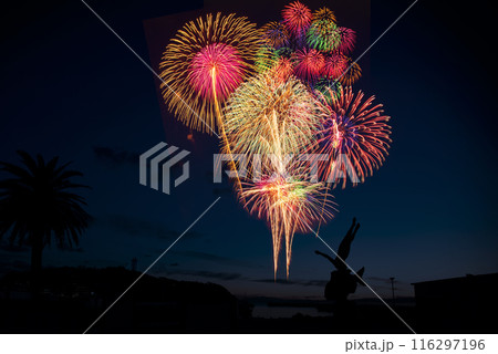 江の島の夜空に上がる花火 江の島の夜空に上がる花火 116297196