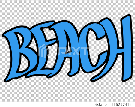 BEACH-Calligraphy (Blue, with border) BEACH-Calligraphy (Blue, with border) 116297416