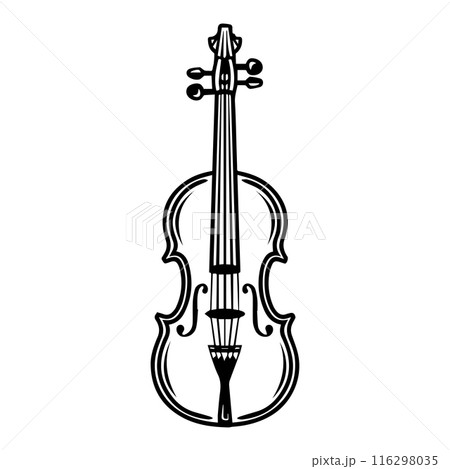 violin icon or modern line symbol. Vector line art and icon design with bold outline. Black and white Pixel Perfect minimalistic symbol isolated white background. Silhouette simple thin sign 116298035